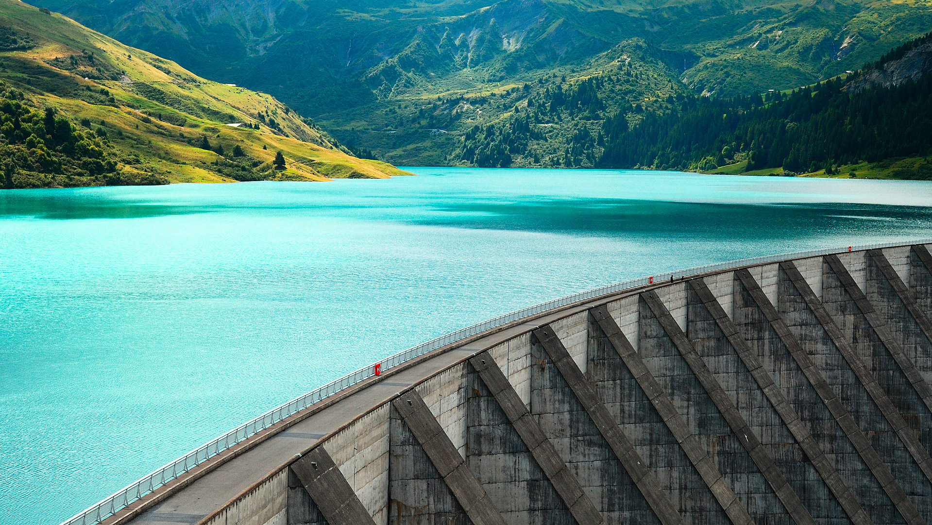 image of an industrial dam and a water reservoir