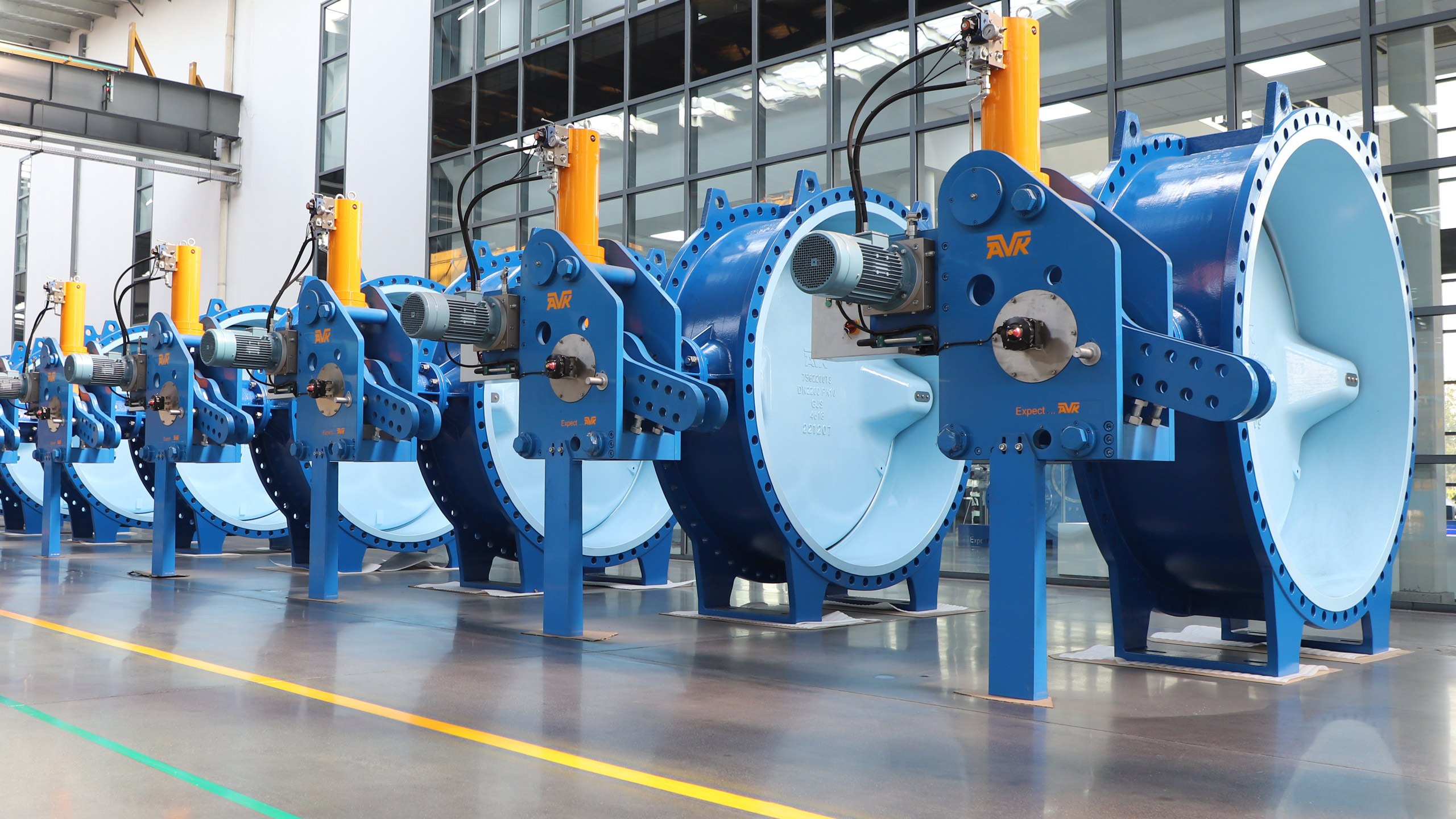 Large butterfly valves in a long row for Future of Egypt