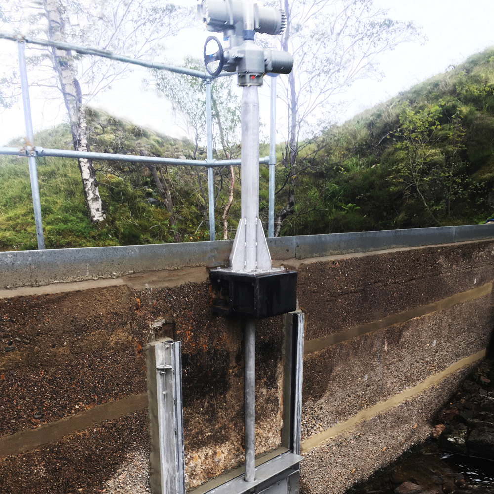 Remote controlled penstock installed at Kilnochleven Glenfield Invicta by using AVK products