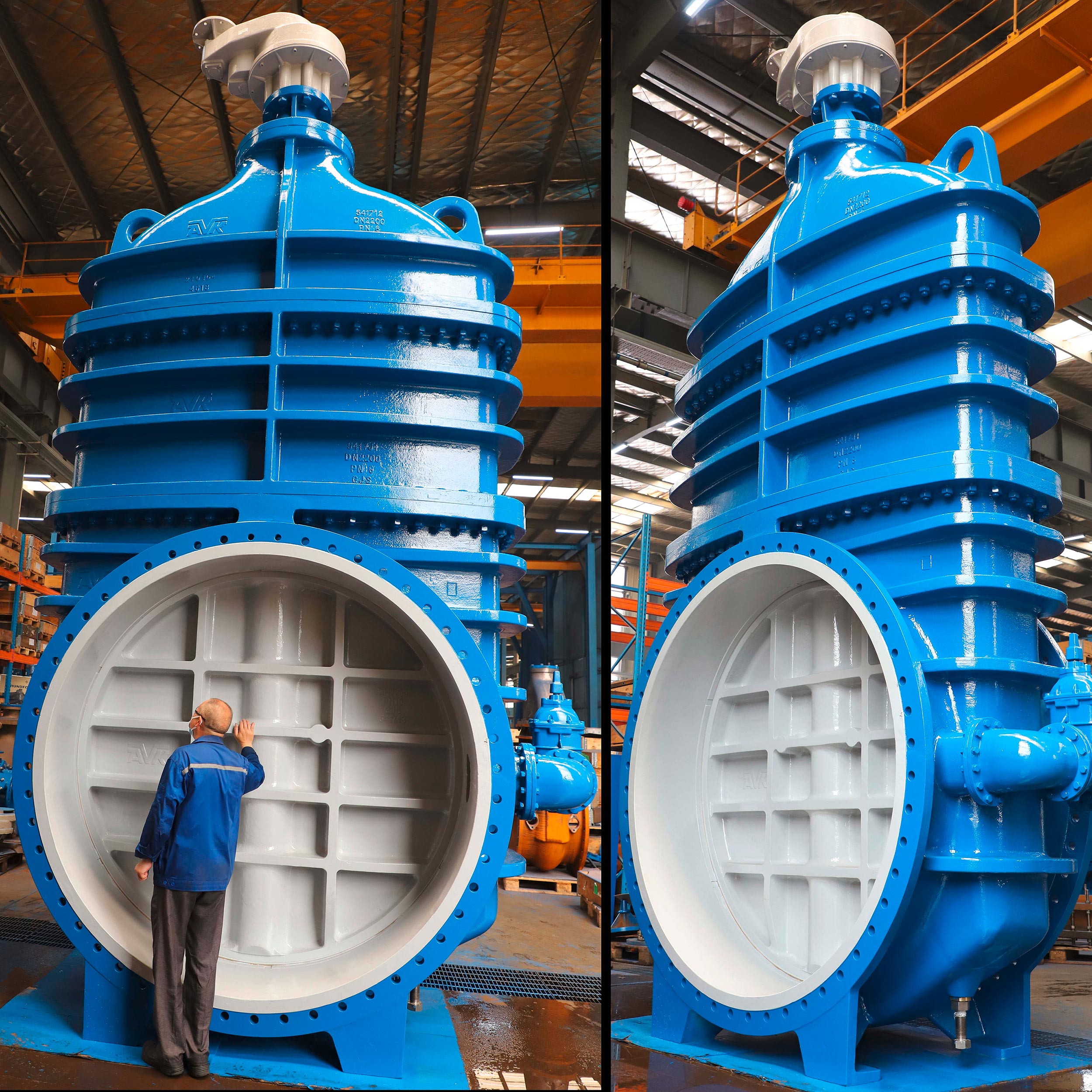 The largest AVK gate valve at the factory waiting for final installation