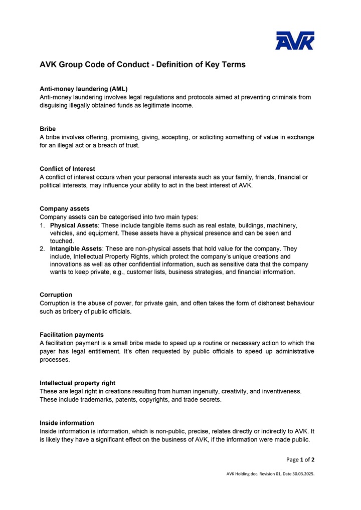 Key definition of key terms 