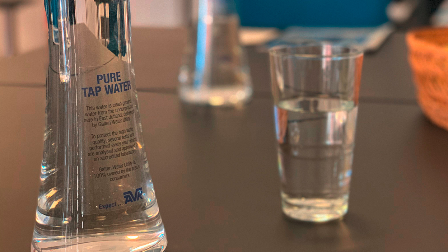 Pure tab water on the table at AVK offices