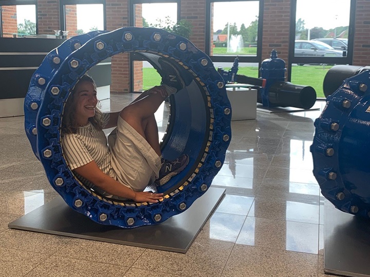 An AVK coupling large enough to fit a person into it