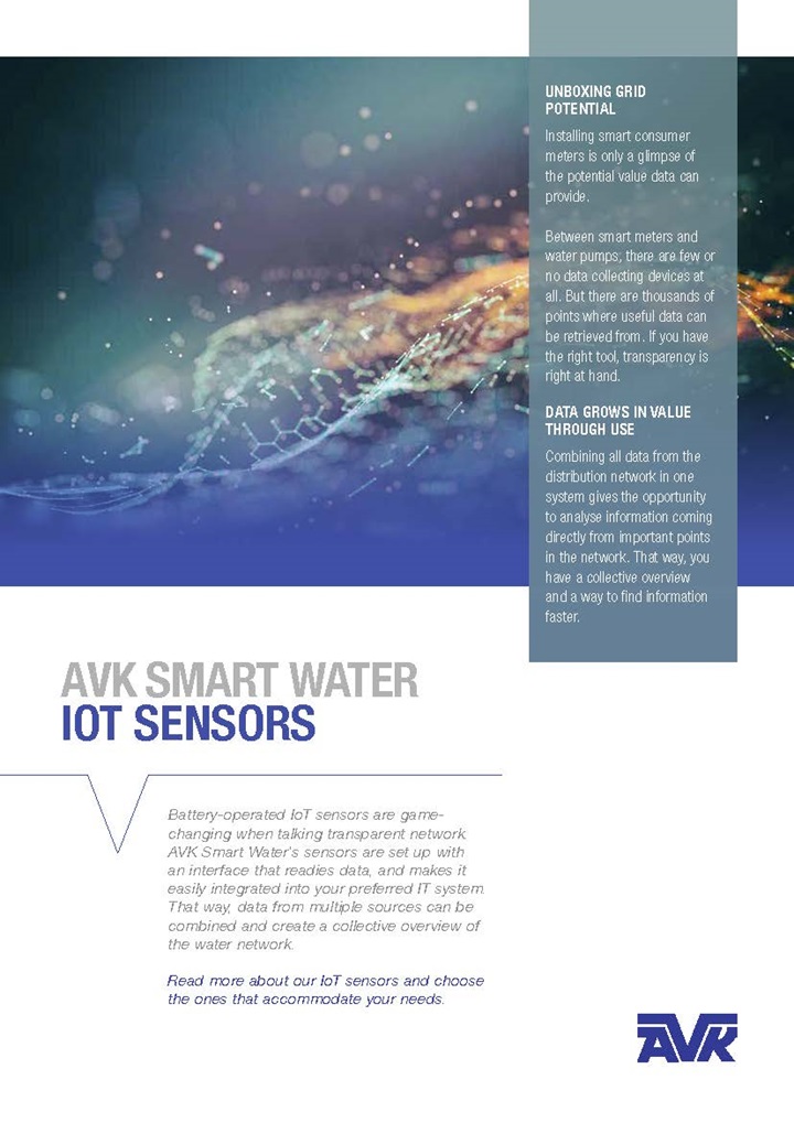 Small AVK brochure about our IOT sensors for Smart Water